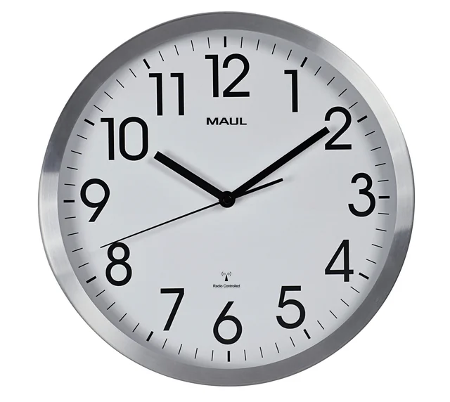 Wandklok MAUL Move RC Ø305x45mm aluminium frame wit incl. batterij