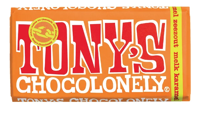 Chocolade Tony's Chocolonely melk karamel zeezout reep 180gr