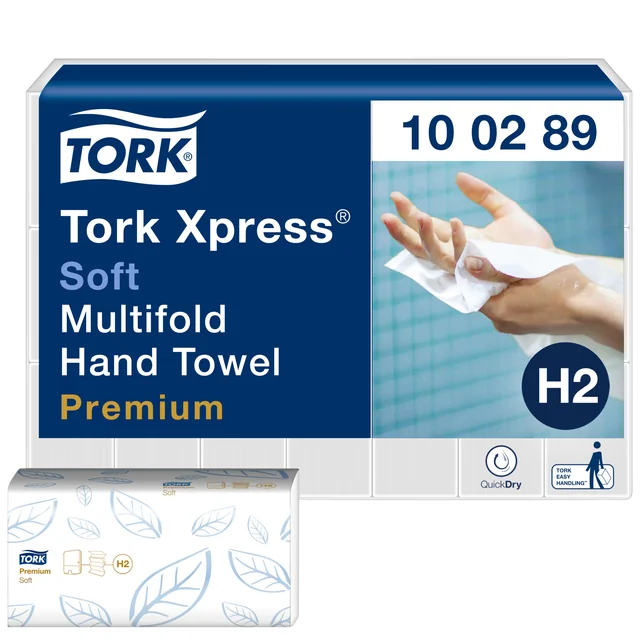 Handdoek Tork H2 Xpress Premium multifold 2-laags 212x255mm 21x150 vel wit 100289