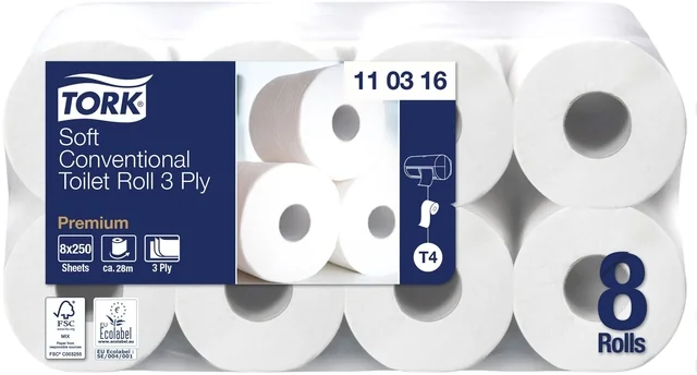 Toiletpapier Tork T4 Premium 3-laags 250 vel wit 110316