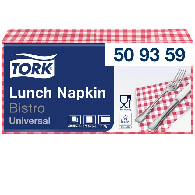 Lunchservet Tork Universal 1/4 vouw 1-laags 328x325mm 400 vel bistro 509359