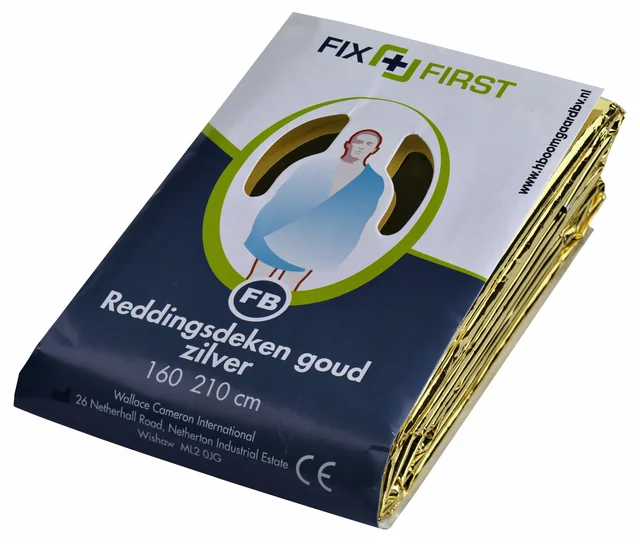 Reddingsdeken FixFirst folie 160x210cm zilver/goud