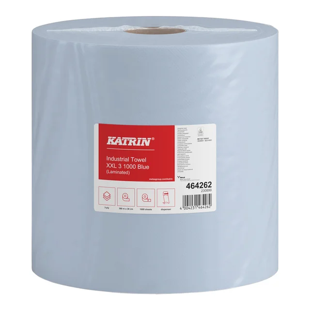 Poetspapier Katrin Industrial extra groot 3-laags 1000 vel blauw 464262