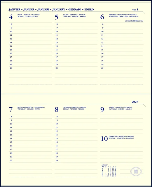 Agendavulling 2027 Ryam Memoplan 7 Compact 7 dagen/2pagina's landscape crème
