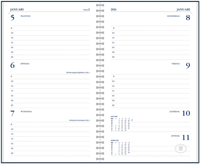 Agendavulling 2027 Ryam Memoplan 7 7dagen/2pagina's wit