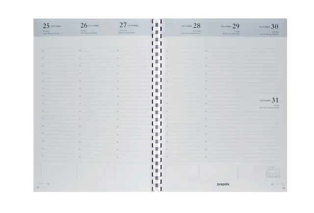 Agendavulling 2027 Brepols Timing 7dagen/2pagina's spiraal wit