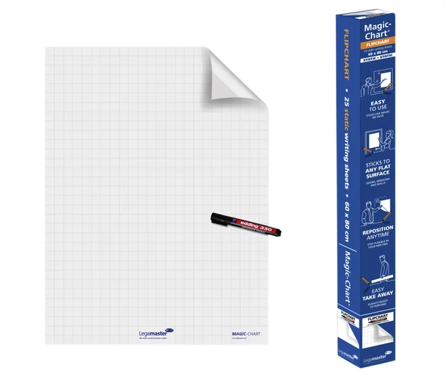 Magic-Chart Legamaster flipchart 600x800mm wit met ruit 25 vel