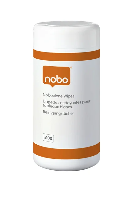 Whiteboard reinigingsdoekjes Nobo pot met 100 stuks
