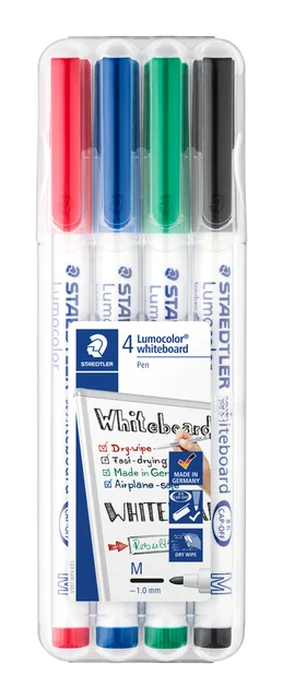 Whiteboardmarker Staedtler 301 rond assorti 1mm 4stuks