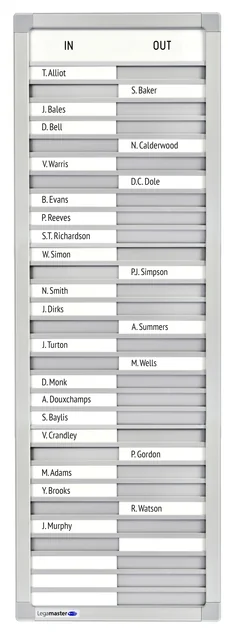 Aan-afwezigheidsbord Legamaster 770x260mm 30 namen