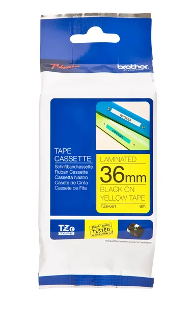 Labeltape Brother P-touch TZe-661 standaard 36mm zwart op geel