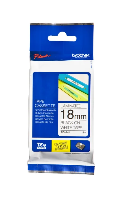 Labeltape Brother P-touch TZe-241 standaard 18mm zwart op wit