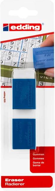 Gum edding R20 met kunststof blauwen houder 2 stuks